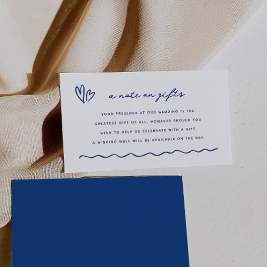 Whimsical Blue Doodle een notitie over geschenken Informatiekaartje