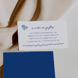 Whimsical Blue Doodle een notitie over geschenken Informatiekaartje