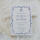 Whimsical Blue Doodle Lijst bruiloft Kaart