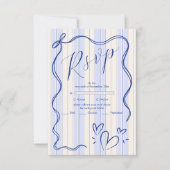 Whimsical Blue Doodle Lijst bruiloft RSVP Kaartje (Voorkant)