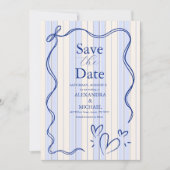 Whimsical Blue Doodle Lijst bruiloft Save The Date (Voorkant)