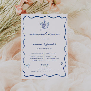 Whimsical Blue Doodle repetitie diner Aankondiging