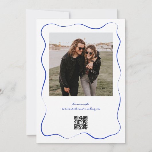 Whimsical Blue Doodle Vineyard Wavy Border Bruilof Kaart (Achterkant)