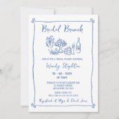Whimsical Blue Drawn Bridal Brunch Vrijgezellenfee Kaart (Voorkant)