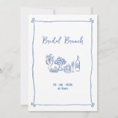 Whimsical Blue Drawn Bridal Brunch Vrijgezellenfee Kaart (Achterkant)