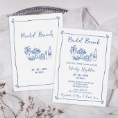 Whimsical Blue Drawn Bridal Brunch Vrijgezellenfee Kaart