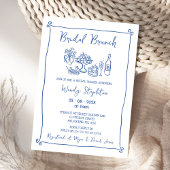 Whimsical Blue Drawn Bridal Brunch Vrijgezellenfee Kaart