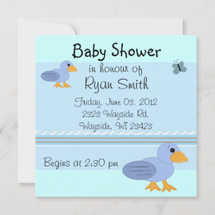 Whimsical Blue Ducks Baby shower Kaart