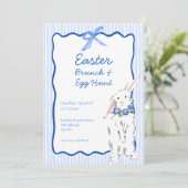 Whimsical Blue Easter Brunch Egg Hunt Uitnodiging (Staand voorkant)