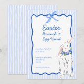 Whimsical Blue Easter Brunch Egg Hunt Uitnodiging (Voorkant / Achterkant)