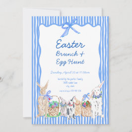 Whimsical Blue Easter Brunch Egg Hunt Uitnodiginge Kaart