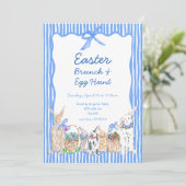 Whimsical Blue Easter Brunch Egg Hunt Uitnodiginge Kaart (Staand voorkant)
