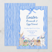 Whimsical Blue Easter Brunch Egg Hunt Uitnodiginge Kaart (Voorkant / Achterkant)