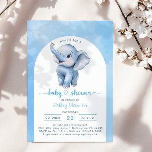 Whimsical Blue Elephant Baby shower Uitnodiging - 