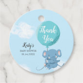 Whimsical Blue Elephant Boy Baby shower Bedankjes Labels (Voorkant)