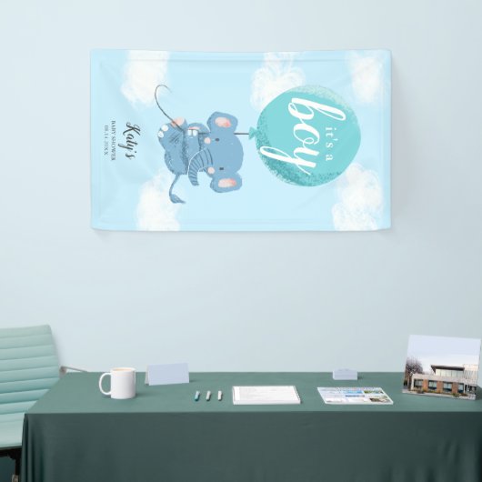 Whimsical Blue Elephant Theme Baby shower Spandoek (Beurs)