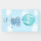 Whimsical Blue Elephant Theme Baby shower Spandoek (Horizontaal)