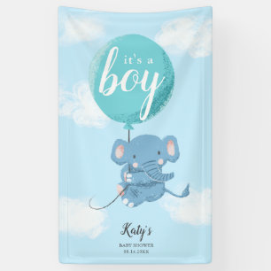 Whimsical Blue Elephant Theme Baby shower Spandoek