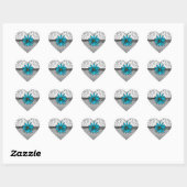Whimsical Blue en Grey Daisy Hart Sticker (Vel)