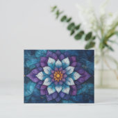 Whimsical Blue en Paarse Mandala Doodle Briefkaart (Staand voorkant)
