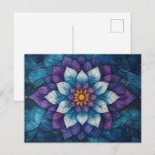 Whimsical Blue en Paarse Mandala Doodle Briefkaart (Voorkant / Achterkant)