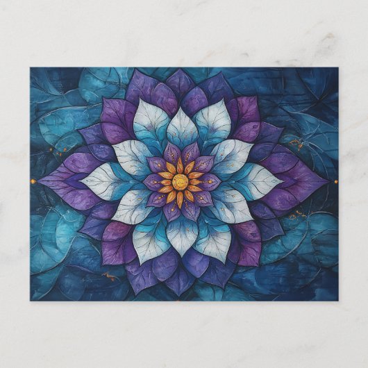 Whimsical Blue en Paarse Mandala Doodle Briefkaart (Voorkant)