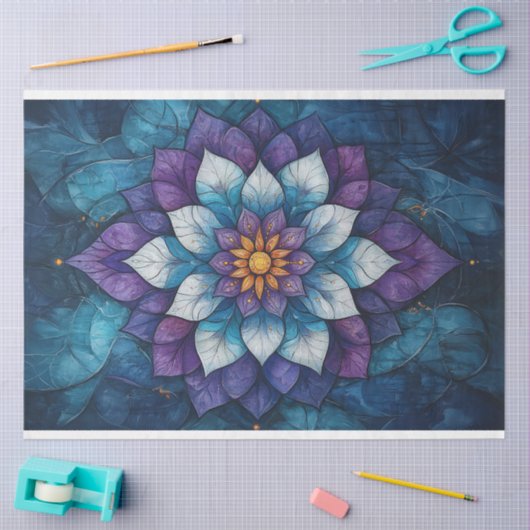 Whimsical Blue en Paarse Mandala Doodle Tissuepapier (Craft)