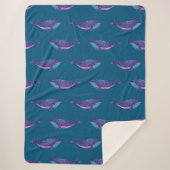 Whimsical Blue en Paarse Whale Patroon Oceaan Sherpa Deken (Voorkant)