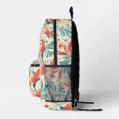 Whimsical Blue en Red Paisley Leaf Pattern Bedrukte Rugzak (Rechts)