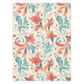 Whimsical Blue en Red Paisley Leaf Pattern Tafelkleed (Voorkant)