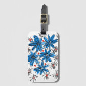 Whimsical Blue en White Flowers Bagagelabel (Voorkant (verticaal))