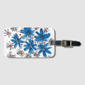 Whimsical Blue en White Flowers Bagagelabel (Voorkant (horizontaal))
