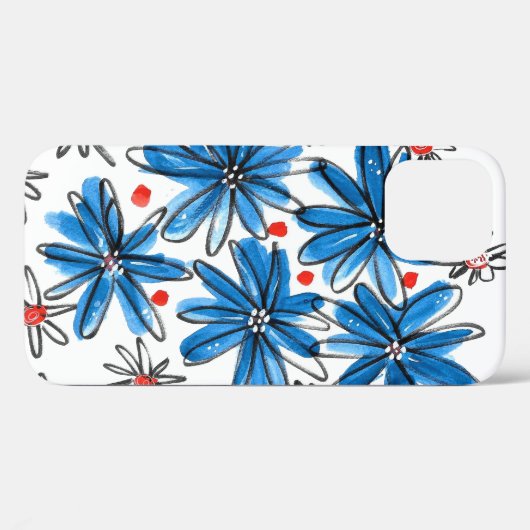 Whimsical Blue en White Flowers Case-Mate iPhone Case (Achterkant (horizontaal))