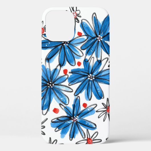 Whimsical Blue en White Flowers Case-Mate iPhone Case (Achterkant)