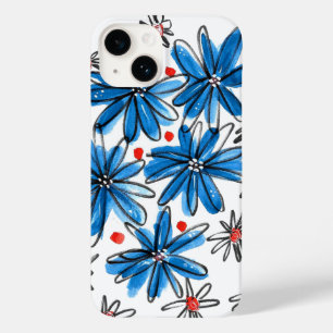 Whimsical Blue en White Flowers Case-Mate iPhone 14 Hoesje