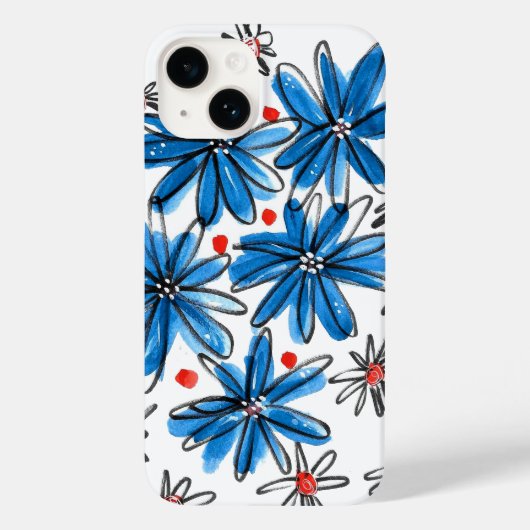 Whimsical Blue en White Flowers Case-Mate iPhone Case (Achterkant)
