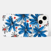 Whimsical Blue en White Flowers Case-Mate iPhone Case (Achterkant (horizontaal))