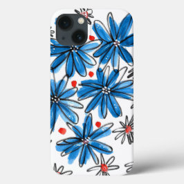 Whimsical Blue en White Flowers Case-Mate iPhone Case