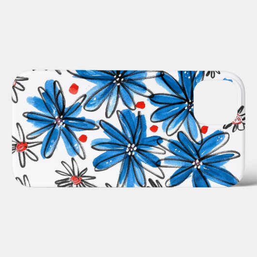 Whimsical Blue en White Flowers Case-Mate iPhone Case (Achterkant (horizontaal))
