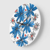 Whimsical Blue en White Flowers Grote Klok (Hoek)