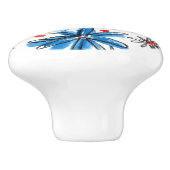 Whimsical Blue en White Flowers Keramische Knop (Zijkant)