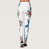 Whimsical Blue en White Flowers Leggings (Achterkant)