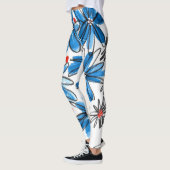 Whimsical Blue en White Flowers Leggings (Links)