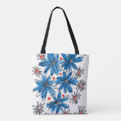 Whimsical Blue en White Flowers Tote Bag (Achterkant)