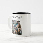 Whimsical Blue Eyed Owl Tweekleurige Koffiemok (Voorkant links)