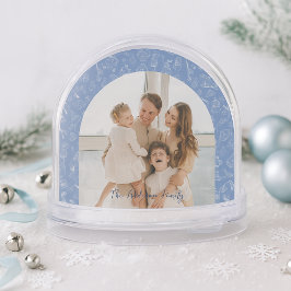 Whimsical Blue Family Photo Christmas Holiday Sneeuwbol