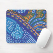 Whimsical Blue Feathers en Lace Mousepad Muismat (Met muis)