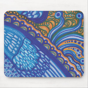 Whimsical Blue Feathers en Lace Mousepad Muismat