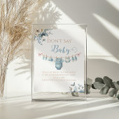 Whimsical Blue Floral Baby Boy Dont Say Baby Game Poster