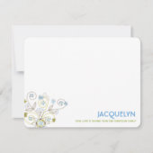 Whimsical Blue Floral Blooms Chic Boy Baby shower Bedankkaart (Voorkant)